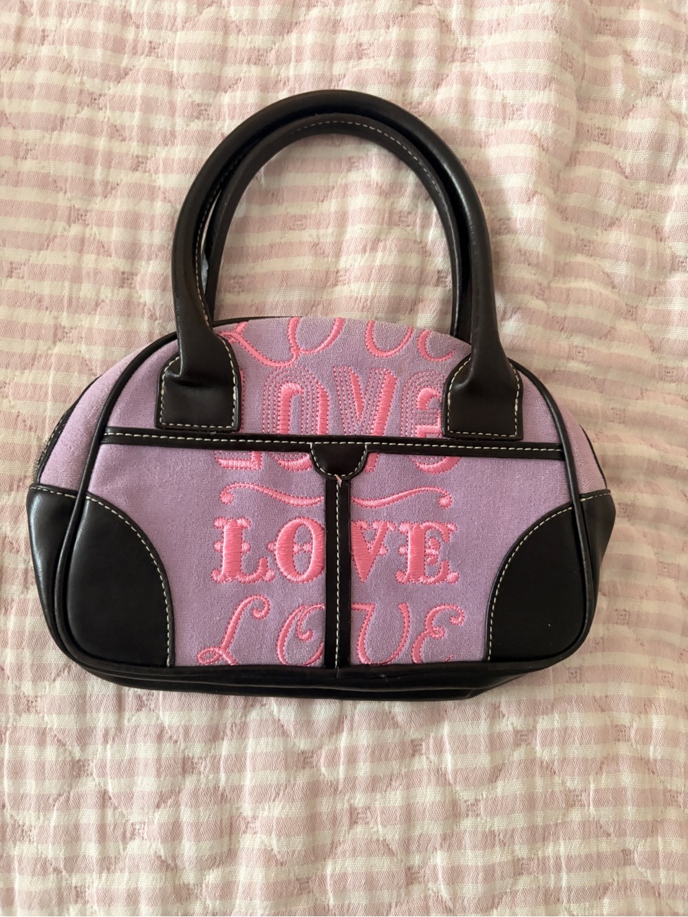 Victoria’s Secret Lavender & Pink 'Love' Embroidered Satchel Bag